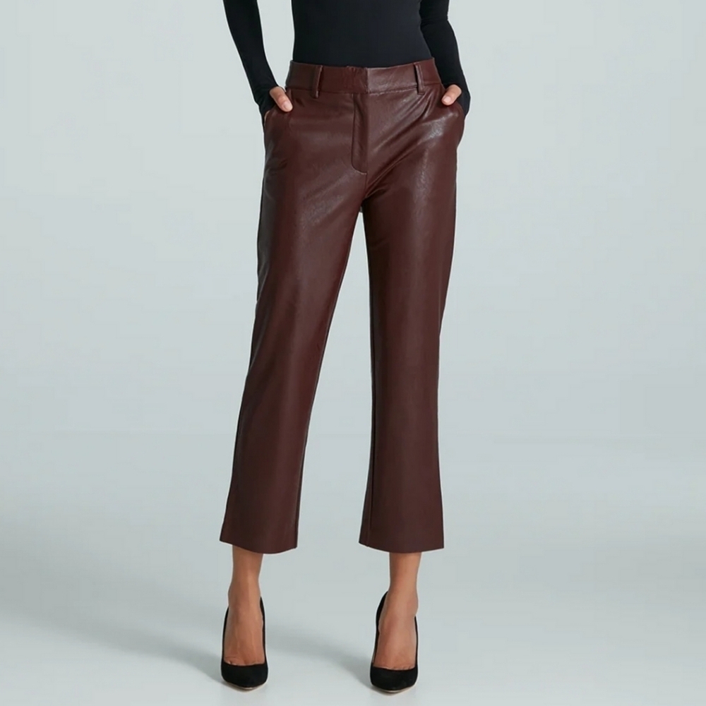 NWT Commando Faux Leather 7/8 Trouser Oxblood Maroon